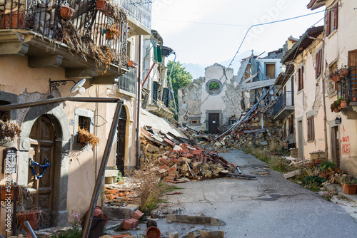 City destroyed by an earthquake photo