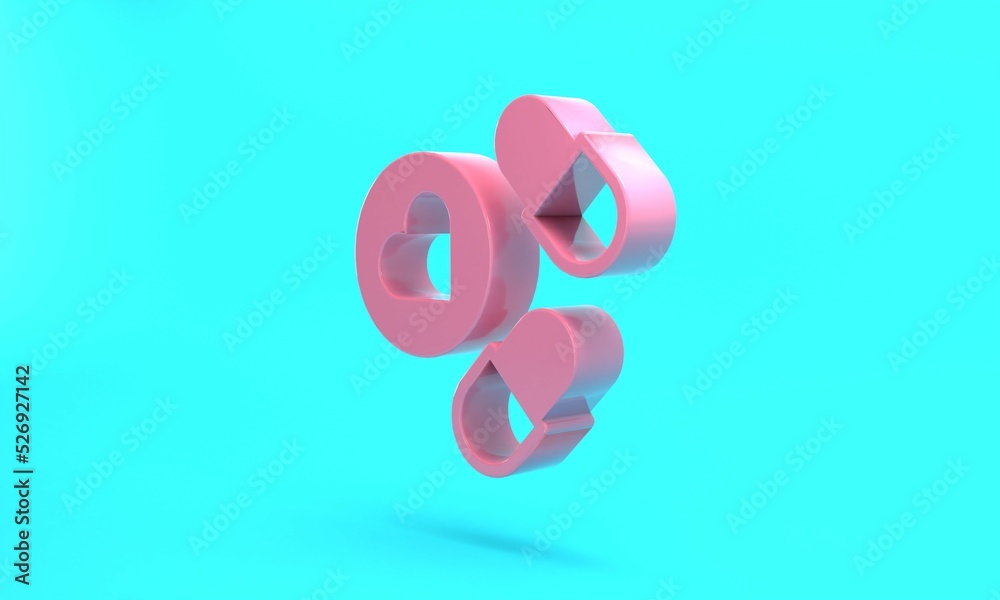 Fototapeta premium Pink Medicine pill or tablet icon isolated on turquoise blue background. Capsule pill and drug sign. Pharmacy design. Minimalism concept. 3D render illustration