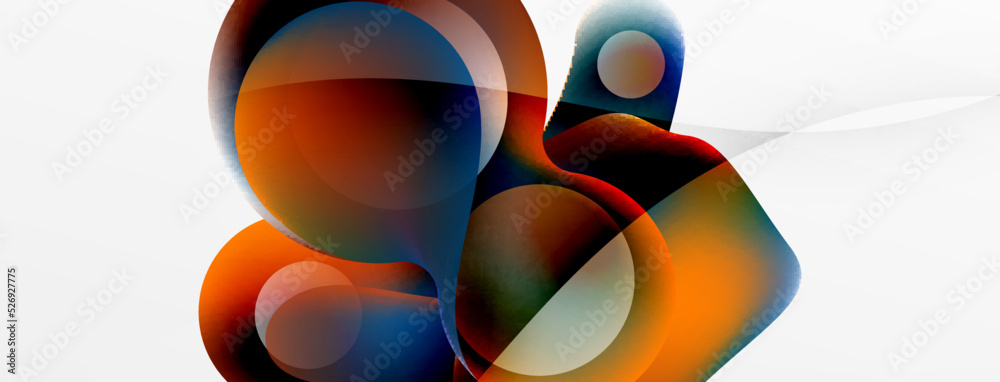 Fluid abstract background, round shapes and circle flowing design for wallpaper, banner, background or landing