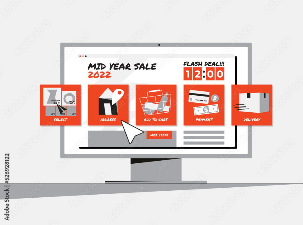 Obraz premium shopping online process and e-commerce