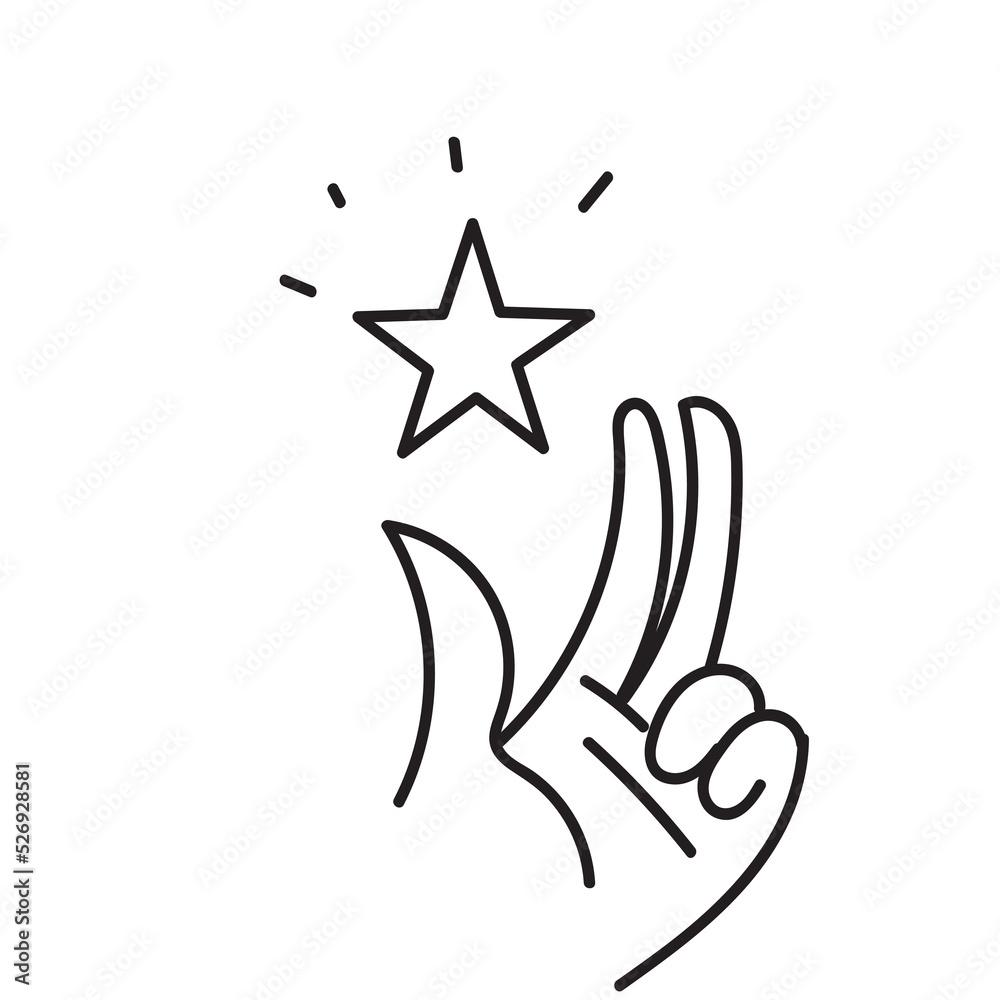 hand drawn doodle hand and star shape illustration vector isolated hand drawn doodle hand and star shape illustration vector isolated