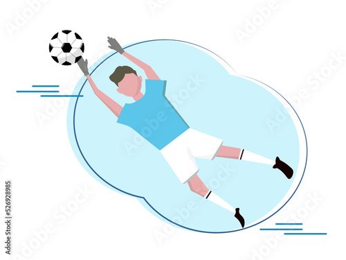 シュートを止めるサッカーのゴールキーパー ベクターイラスト