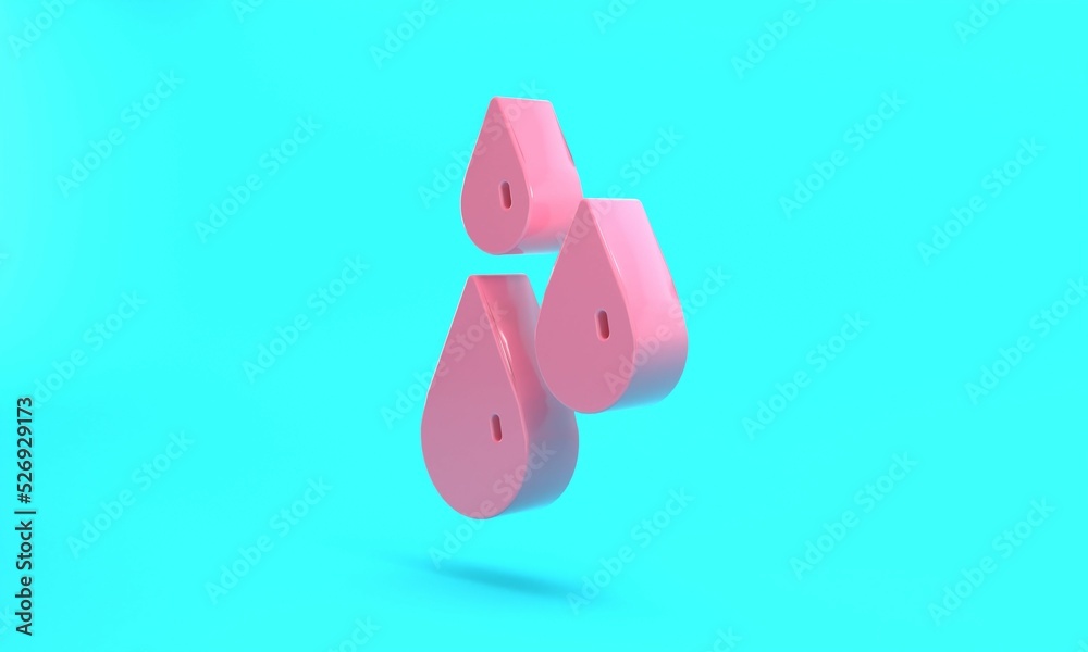 Pink Drops of honey icon isolated on turquoise blue background. Honey cells symbol. Sweet natural food. Minimalism concept. 3D render illustration