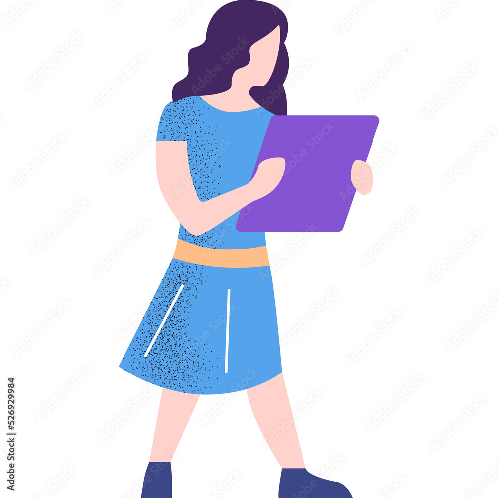 Woman using mobile tablet vector icon isolated Woman using mobile tablet vector icon isolated