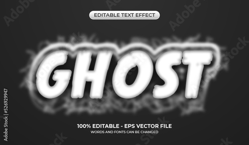 Ghost text effect. Editable scary paranormal text effect. Horror graphic styles