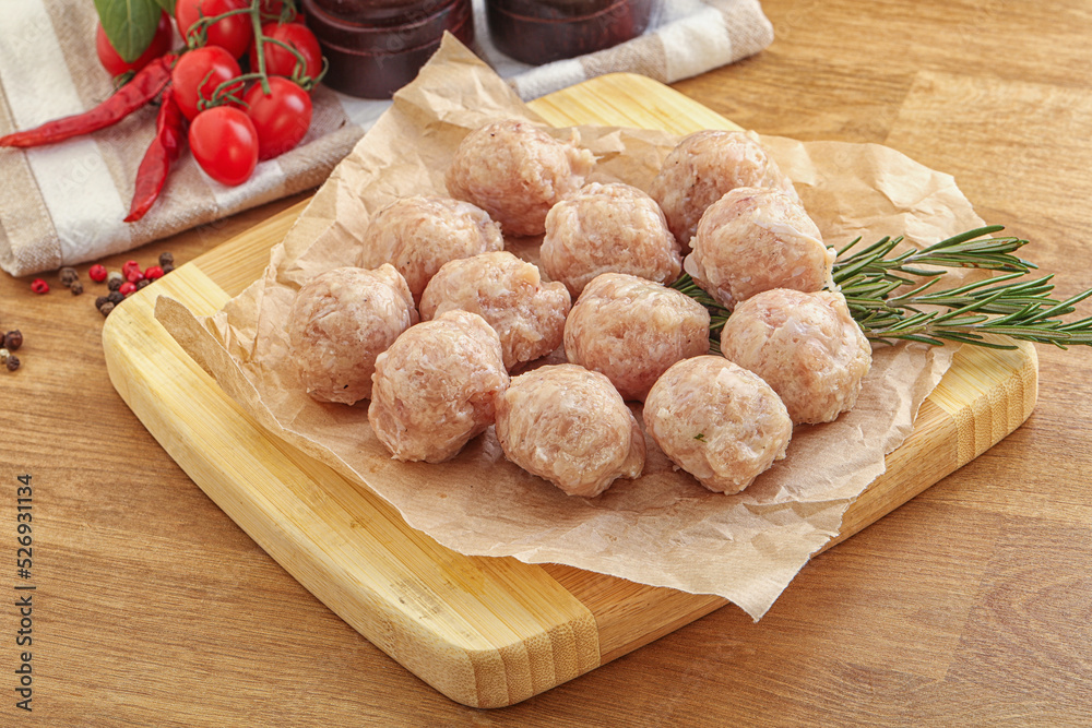 Raw chicken meatballs for cooking Raw chicken meatballs for cooking