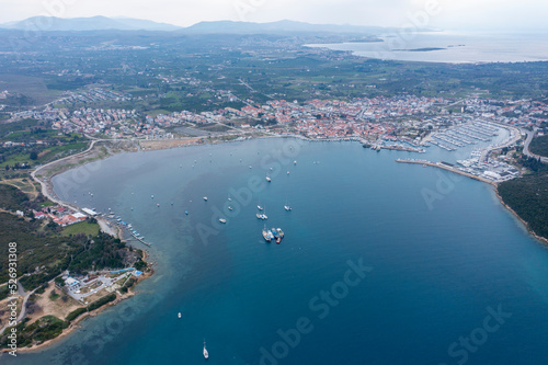 Sigacik harbour and castle view. Sigacik is populer tourist attraction in Turkey.