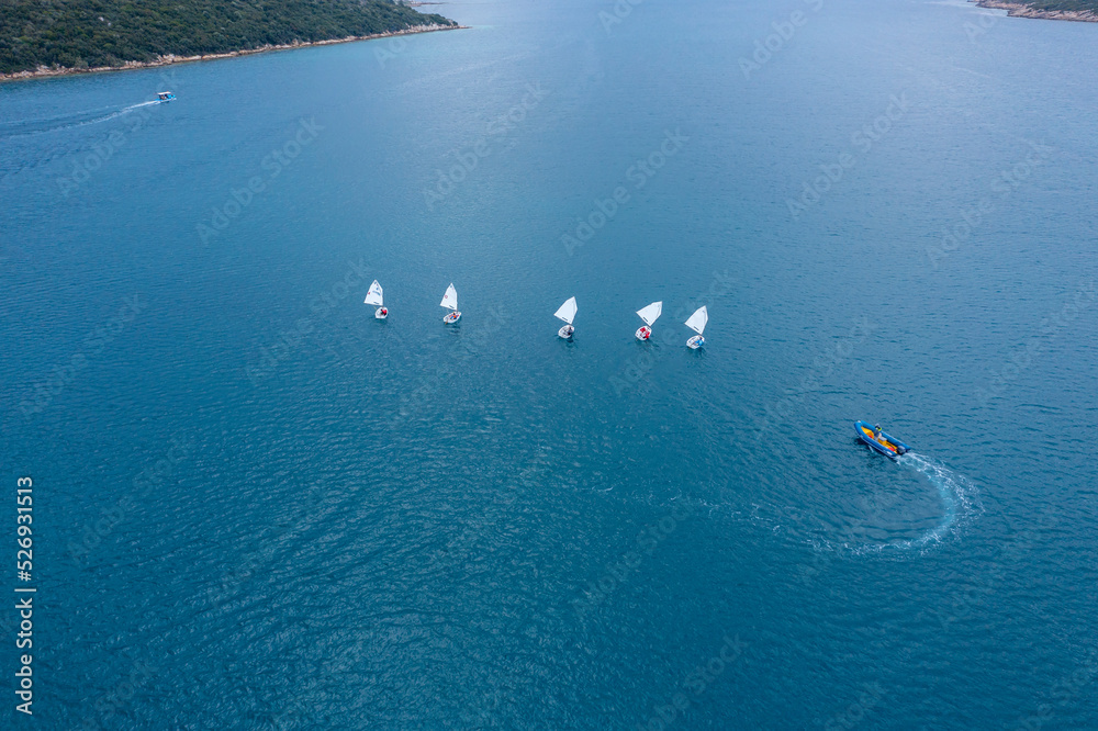 small sailing training and blue sea, sigacik, izmir