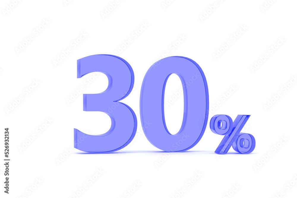 Percentage icon 3D in red glass on white background 3d illustration