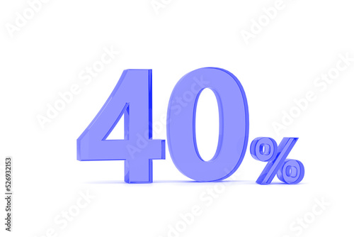 Percentage icon 3D in red glass on white background 3d illustration