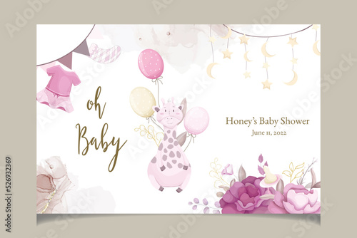 Cute baby shower design template with sweet floral
