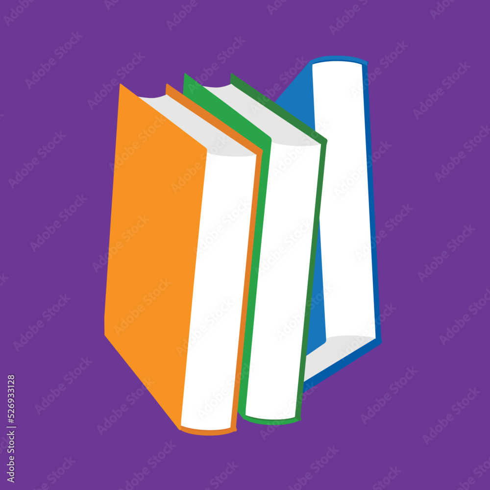 Three hardcover books, illustration, vector Three hardcover books, illustration, vector