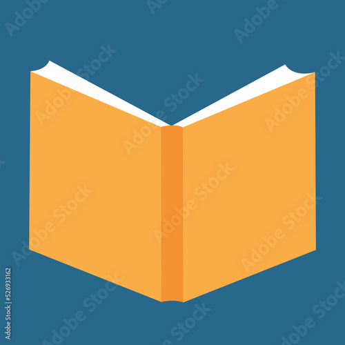 Hardcover open book, back view