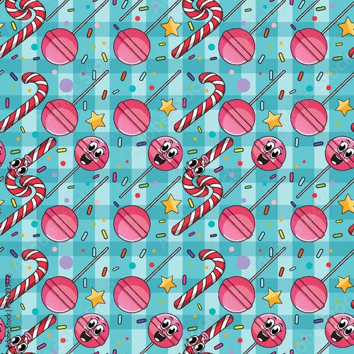 Sweet candy and lollipop seamless pattern