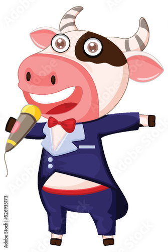 A cow singing cartoon character