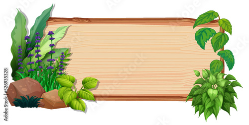 Wooden board template with nature leaves