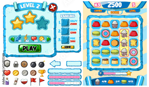 Game element template design set