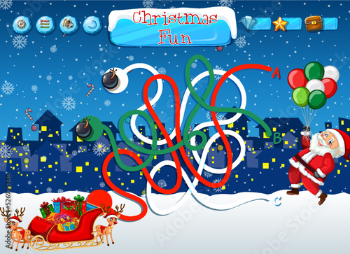 Maze game template in Christmas theme