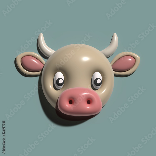 Cow head 3D rendering
