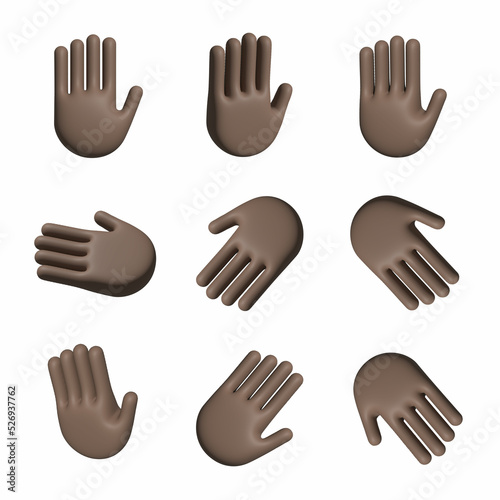 Dark skin hands 3D rendering