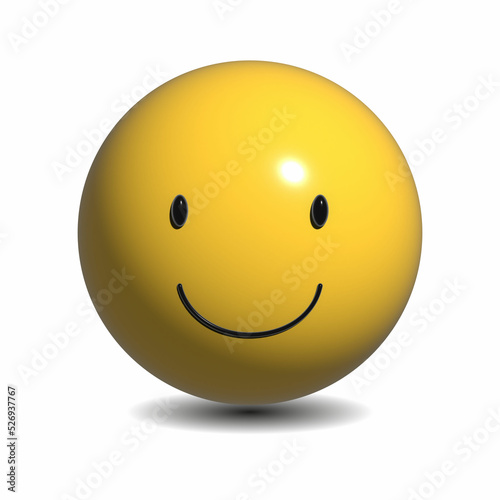 Happy yellow face icon 3D rendering