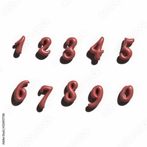 Inflated numbers 3D render