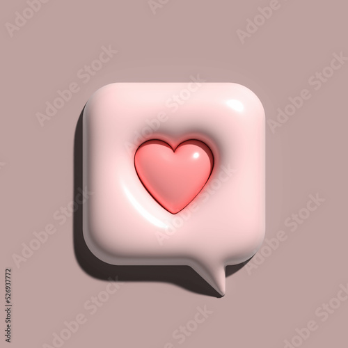 Love message speech bubble 3D rendering