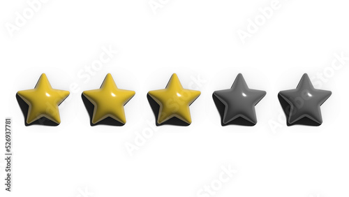 Three stars review 3D rendering

