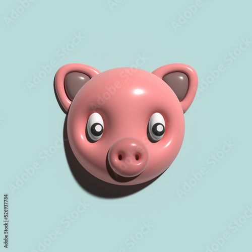 Pig head 3D rendering