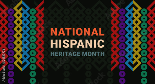 Hispanic heritage month. Abstract floral ornament background design. Hispanic and Latino Americans culture. retro style with text, geometry,