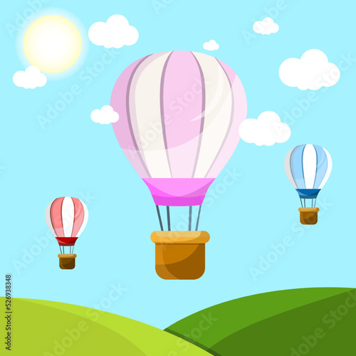 Hot air balloon in the sky vector illustration
