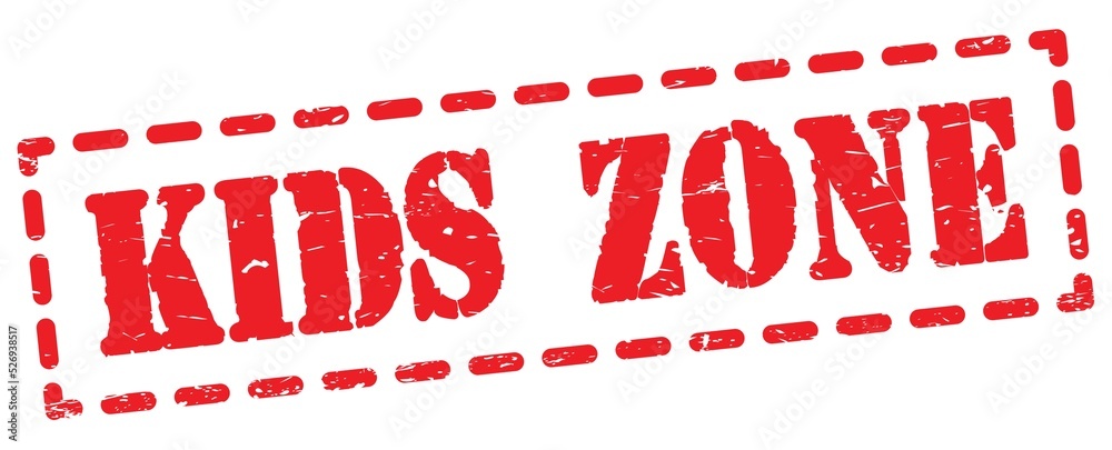 KIDS ZONE text written on red stamp sign. KIDS ZONE text written on red stamp sign.