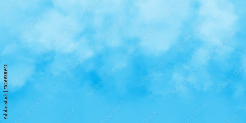 Brush painted cloudy blue sky with tiny clouds, summer background with white puffy clouds, blue clouds on bright shinny and cloudy natural sky.