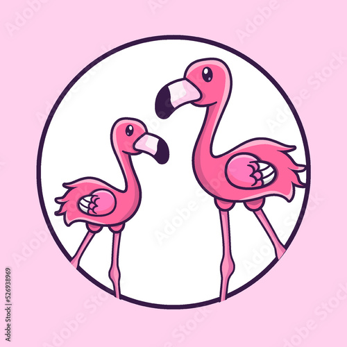 Illustration of pink flamingo vector icon
