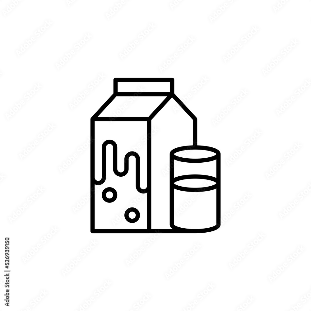 Milk box outline vector icon. Thin line black milk icon, flat vector simple element illustration from editable drinks concept isolated on white background Milk box outline vector icon. Thin line black milk icon, flat vector simple element illustration from editable drinks concept isolated on white background