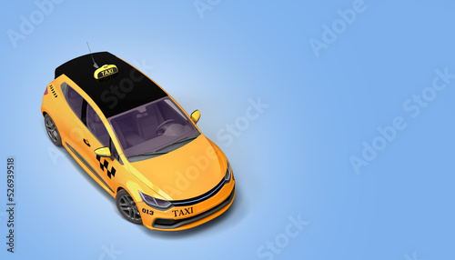 taxi cab online internet service transportation concept yellow taxi 3d render on dlue gradient