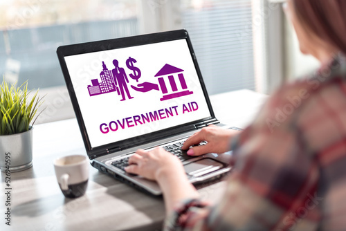 Government aid concept on a laptop screen