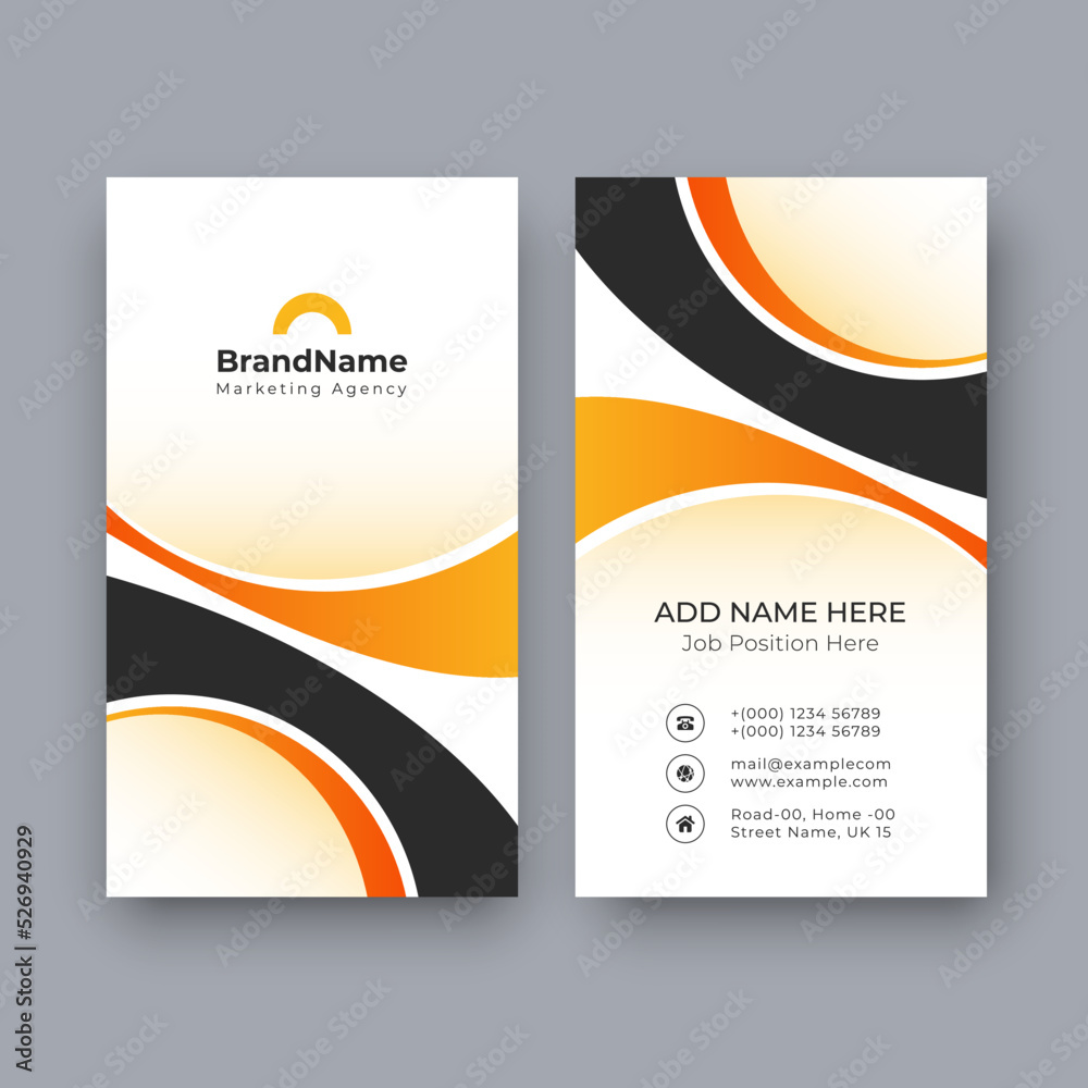 Fototapeta premium Creative business card with oragne color, calling card, corporate visiting card