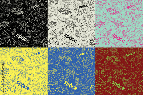 space doodle pattern color set © Andrii