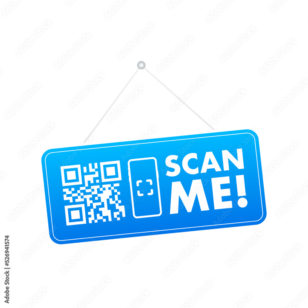 QR code for smartphone. Inscription scan me with smartphone icon. Qr code for payment. Vector illustration. QR code for smartphone. Inscription scan me with smartphone icon. Qr code for payment. Vector illustration.