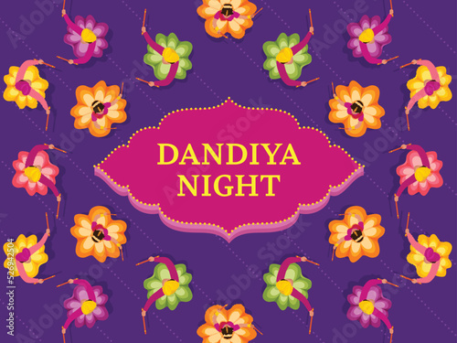Navratri Night Celebration Background With Top View Of Indian People Playing Dandiya.