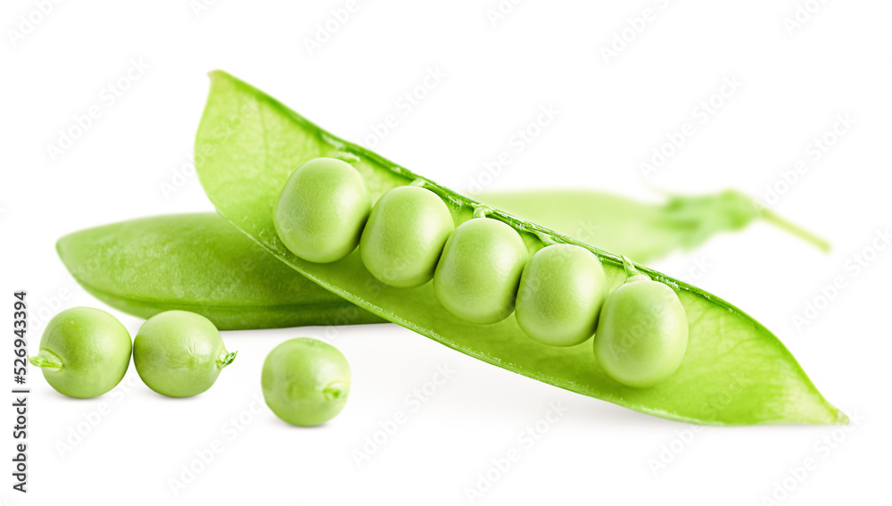 pea pods on a white isolated background