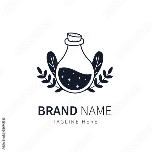 potion logo. herb and leaf illustration vector