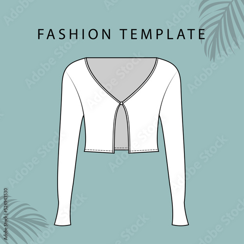 CARDIGAN FASHION FLATS TEMPLATE. CARDIGAN ILLUSTRATION.
