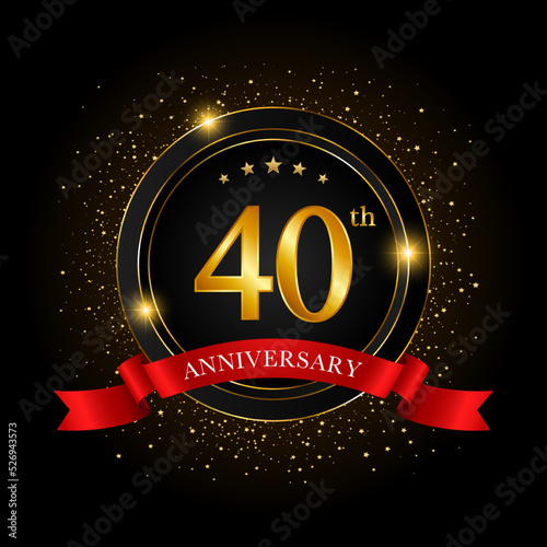 40th Anniversary. Golden anniversary celebration template design, Vector illustrations.