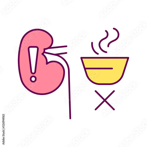 kidney problem, Symptoms, refusal to eat, loss of appetite, color editable icons for web design