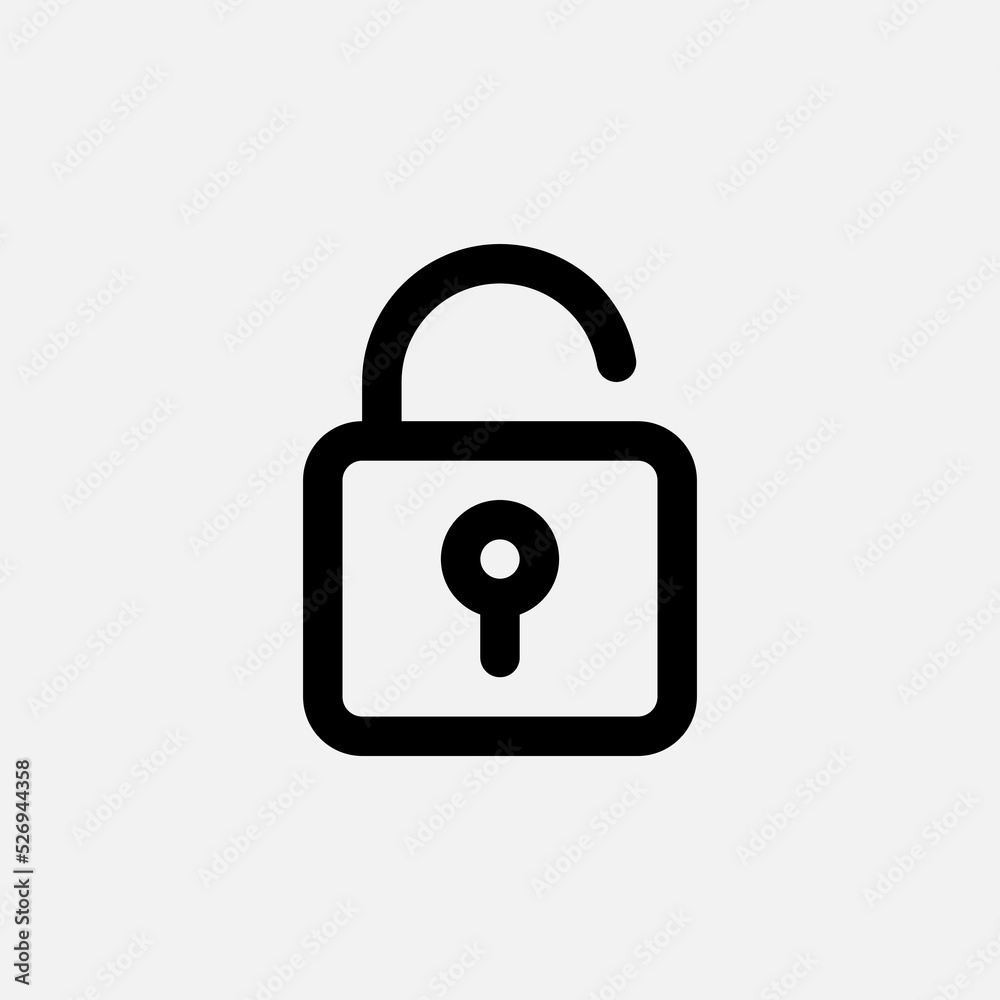 Unlock icon in line style about user interface, use for website mobile app presentation Unlock icon in line style about user interface, use for website mobile app presentation