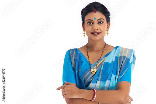 Portrait of a Bengali cheerful housewife