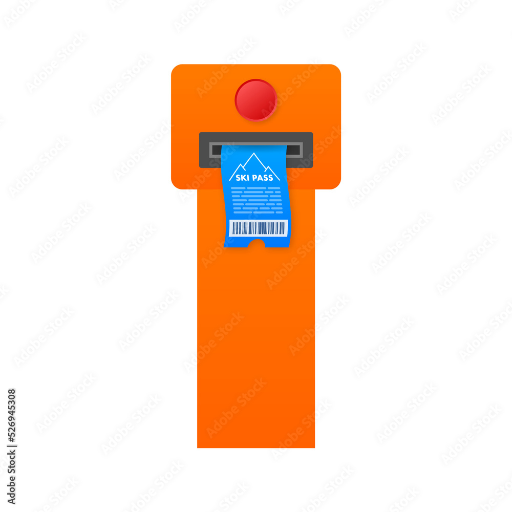 Skipass. ski lift ticket. Mountain background vector. Isolated flat