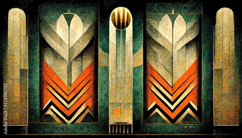 art deco style abstract color background illustration